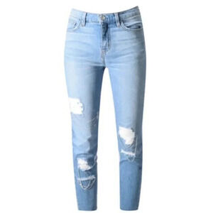 IRO Genn Blue Distressed Silver Detailing Chain Jeans Womens Size 27 ($325)